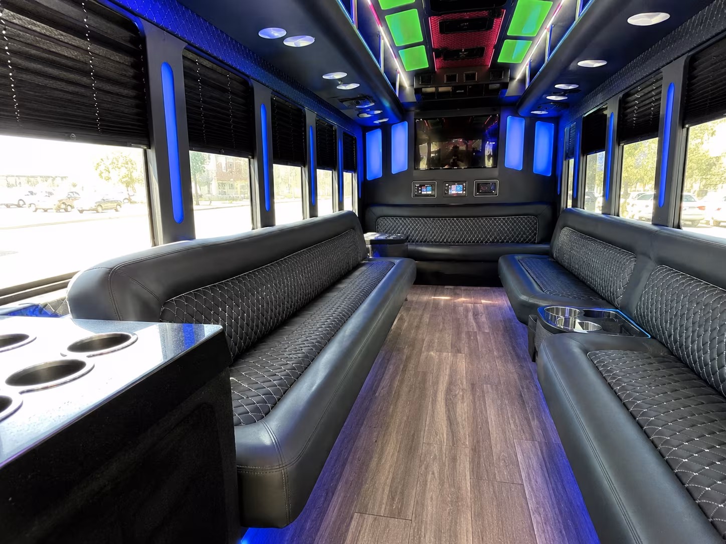 rockville 15 passenger party bus inside