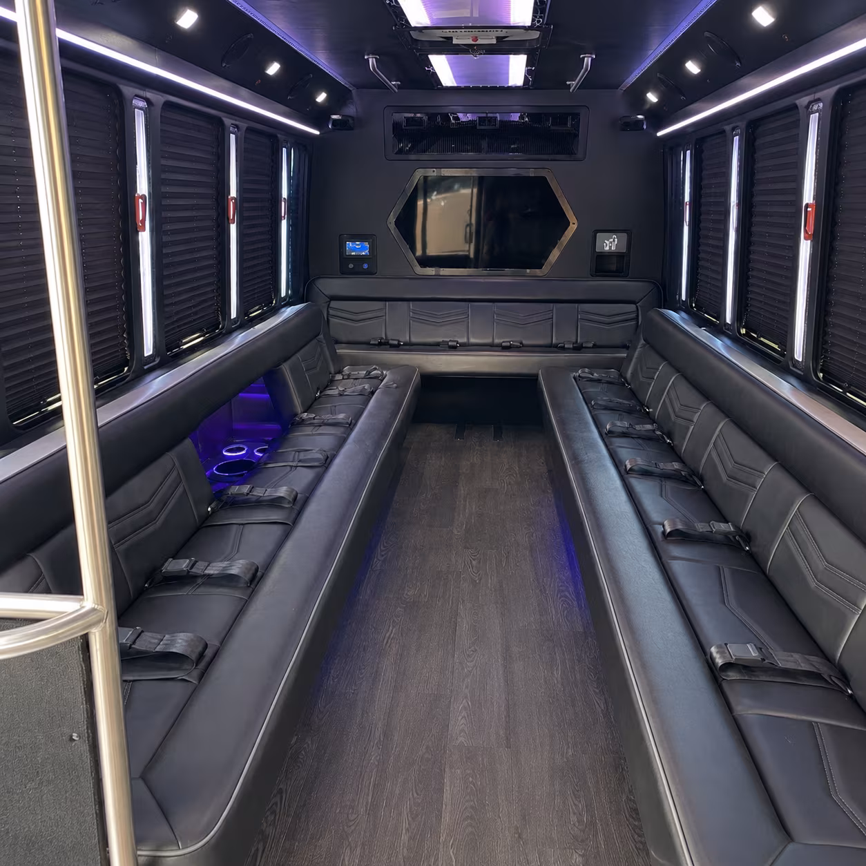 rockville 18 passenger party bus interior