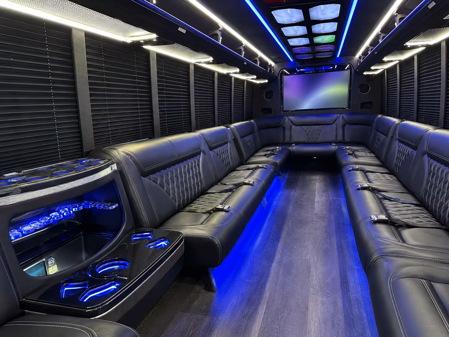 rockville 20 passenger party bus inside