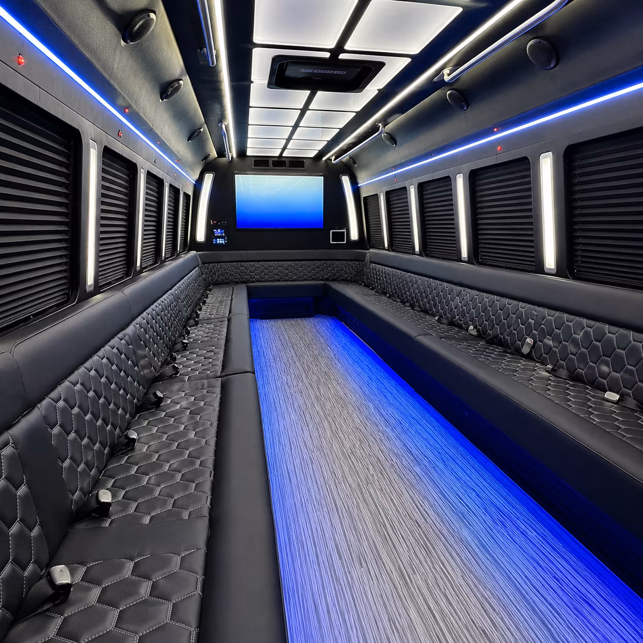 rockville 50 passenger party bus inside